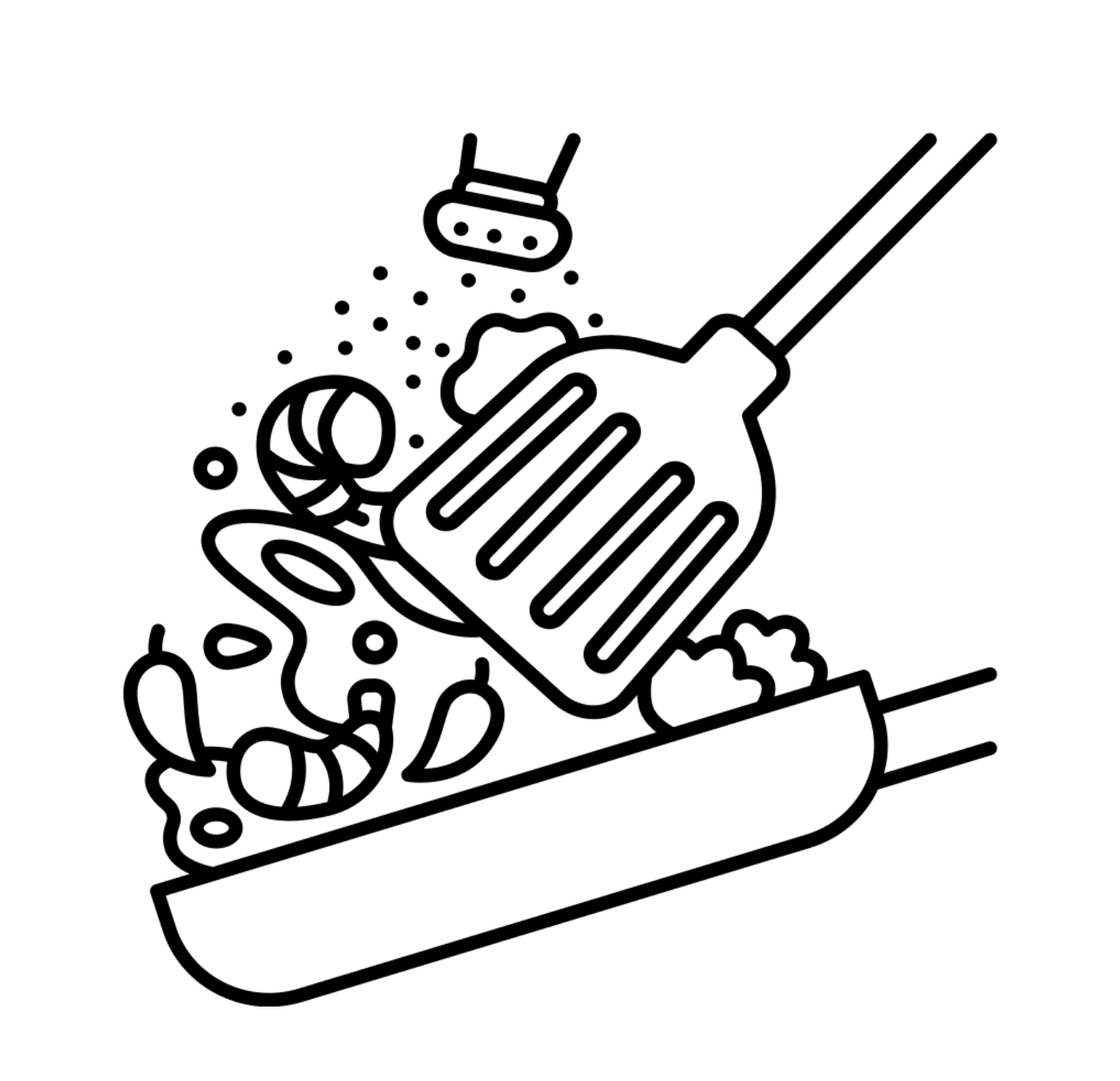 Cooking with a spatula in a pan